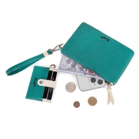 Montana West x Wrangler Turquoise Wristlet Wallet Dual Pouch Card Holder NEW - Picture 3 of 9